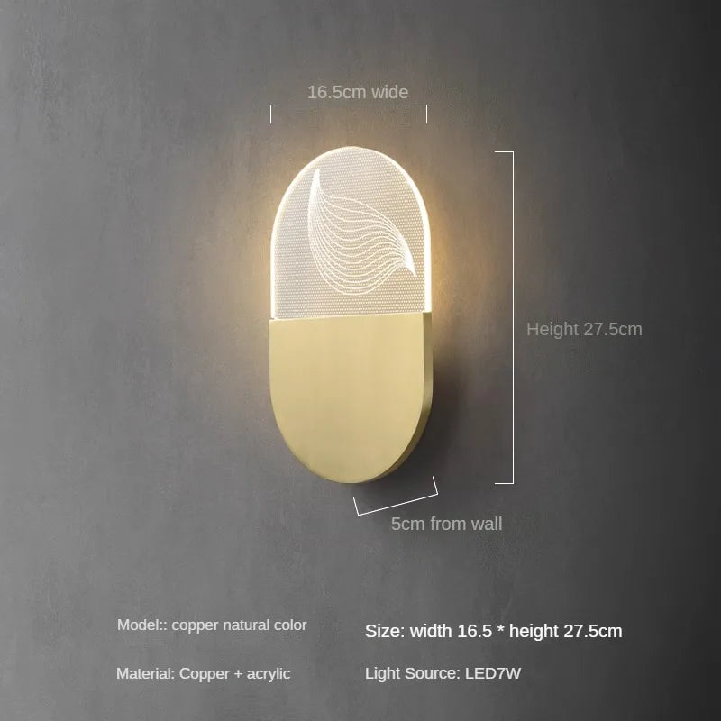 applique murale led minimaliste en cuivre pour intérieur élégant