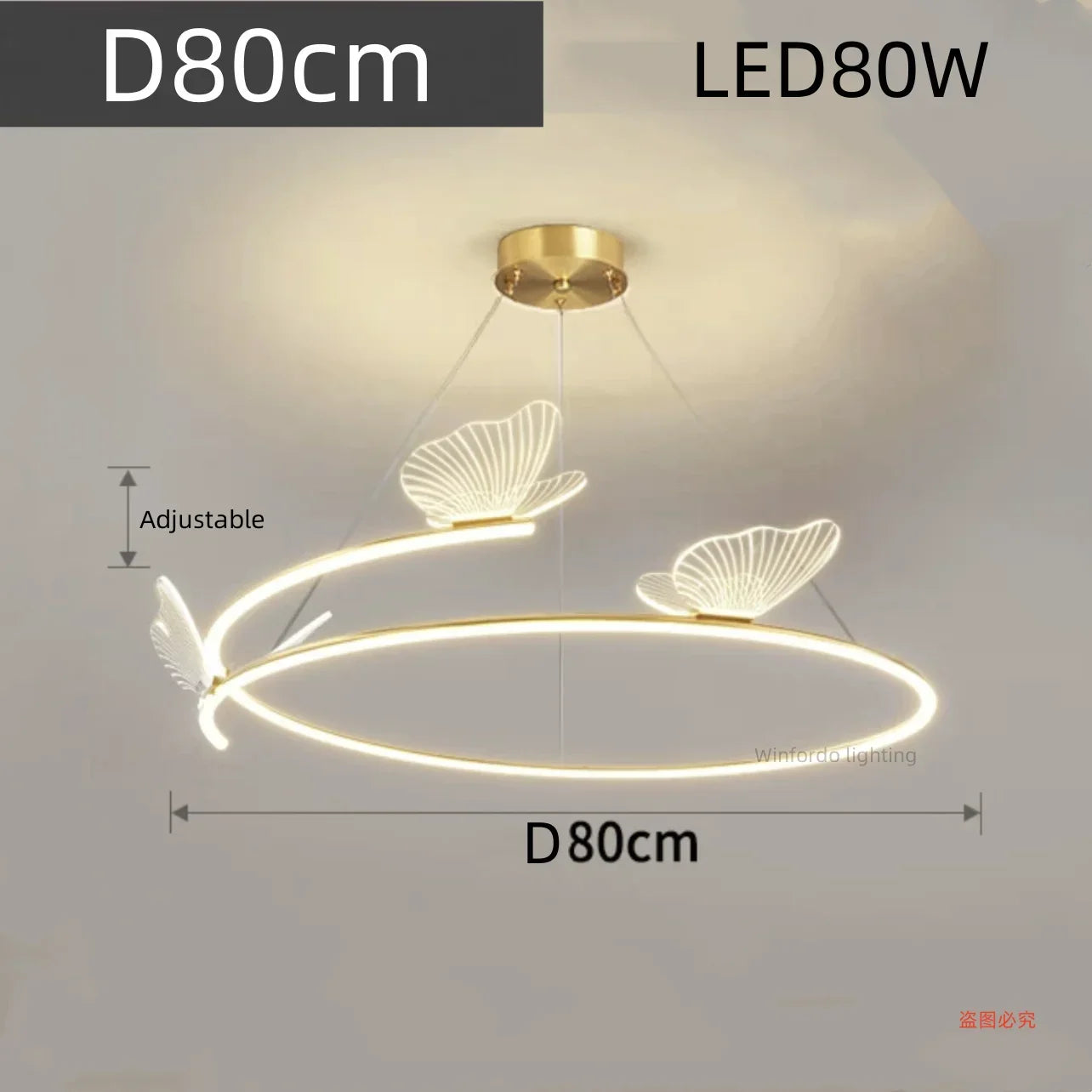 Lustre design LED rond en forme de papillon