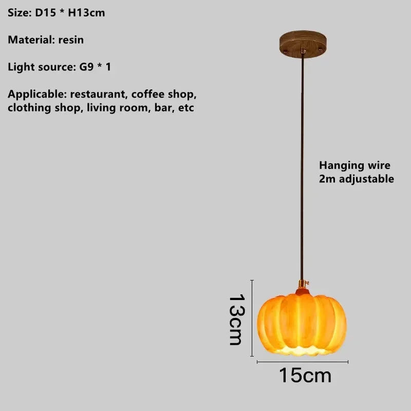 Designer Restaurant Island LED Chandelier Retro Resin Pumpkin Lamp Bedroom Wabi Sabi Pendant Lamps Home Decoration Light Fixture