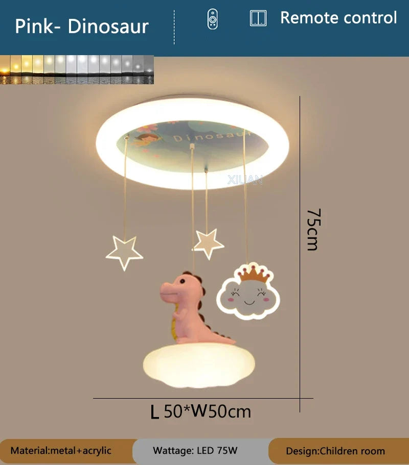 Lustre créatives pour chambre d'enfants rose vert dinosaure fille garçon enfants suspendus