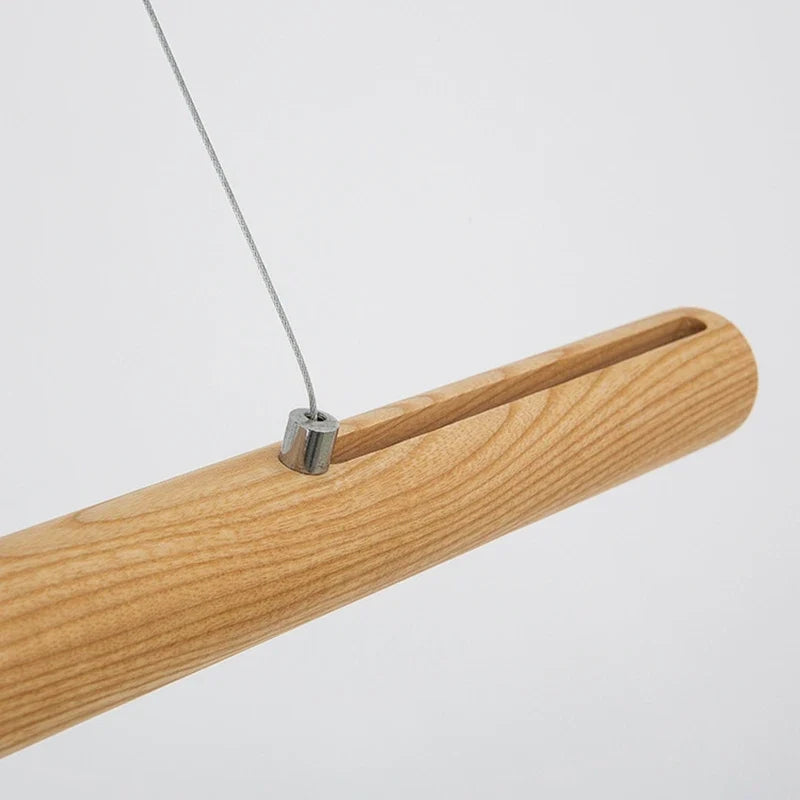 lampe de suspension ronde en bois massif nordique avec led