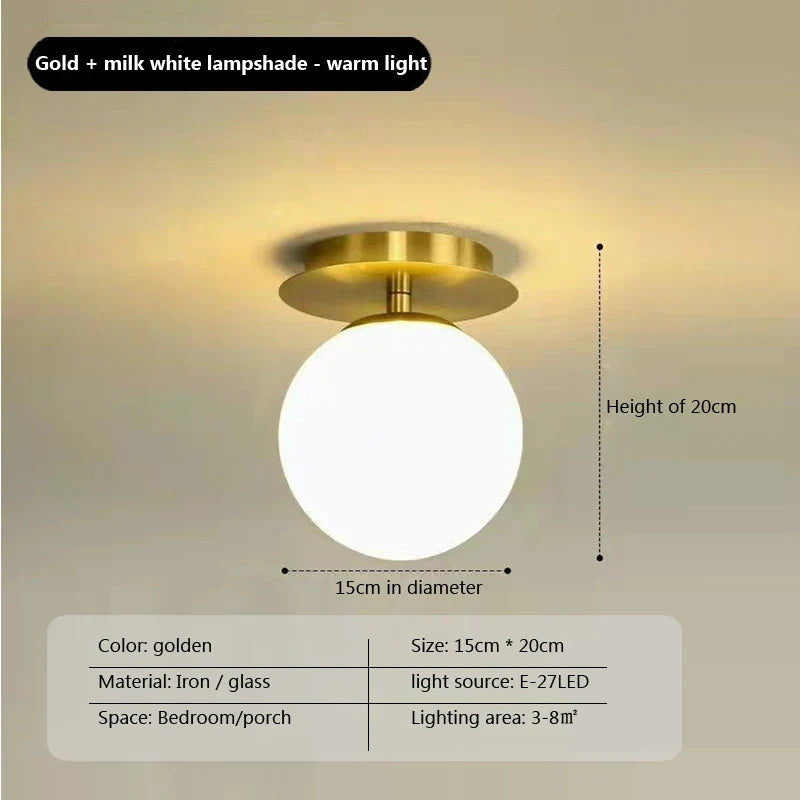 Plafonnier LED boule en verre moderne