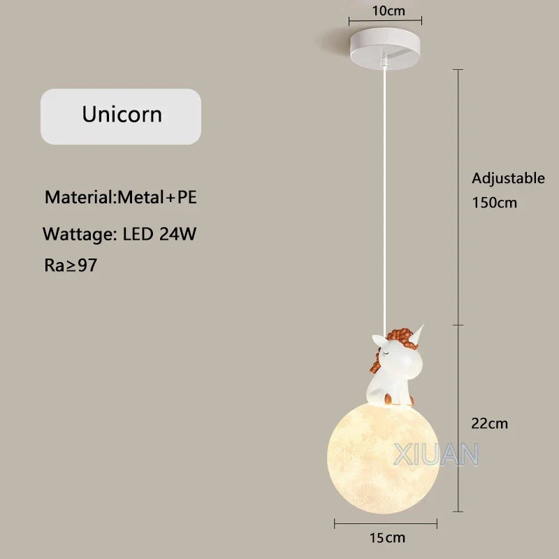 suspension animaux dessin animé pour enfants chat astronaute licorne