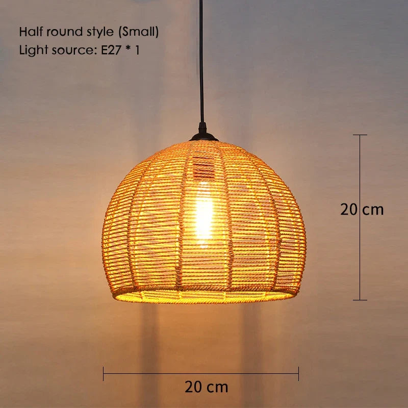Sisal chanvre corde suspension plafonnier Lustre suspendu Lustre fer main tressage rustique rétro pour salle à manger décor