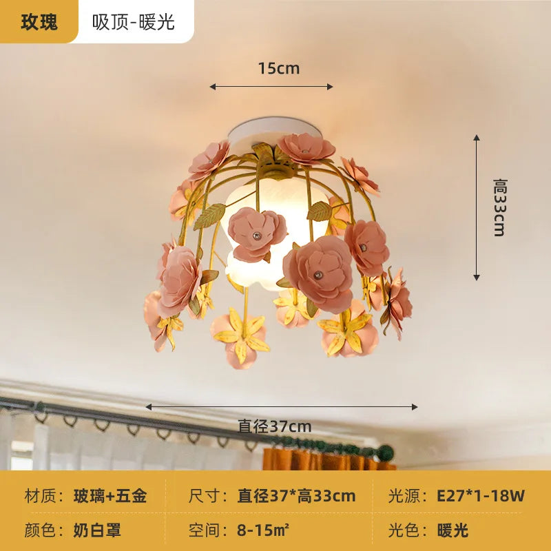 plafonnier rétro en forme de rose pour décoration romantique et chaleureuse