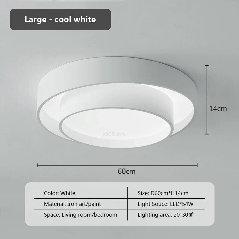Plafonnier moderne led minimaliste blanc double rond