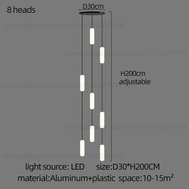 lustre led nordique pour escalier duplex penthouse villa