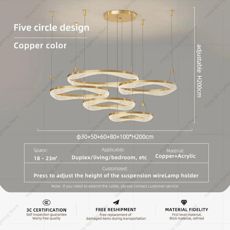 lustre moderne à led pour décoration intérieure élégante et contemporaine