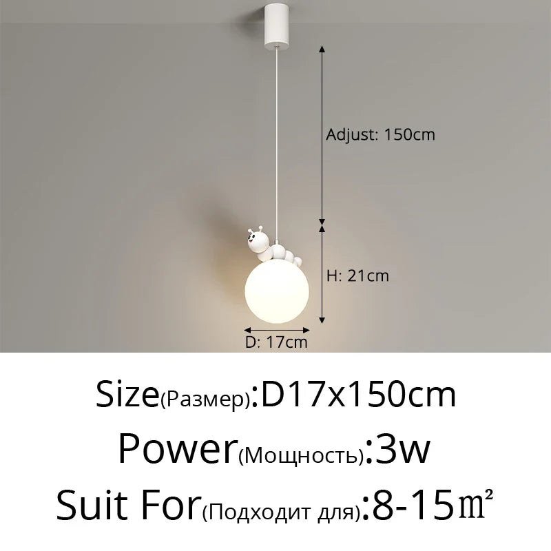 lustre enfant moderne dessin animé chenille planète créatif