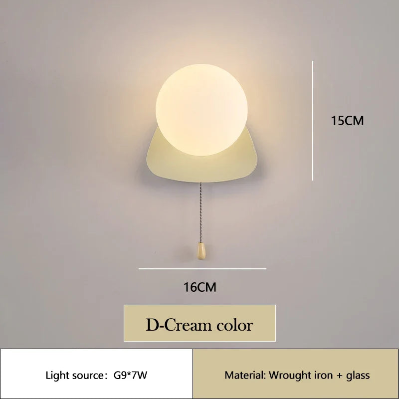 applique murale moderne à led avec interrupteur en verre pour chambre d'enfant