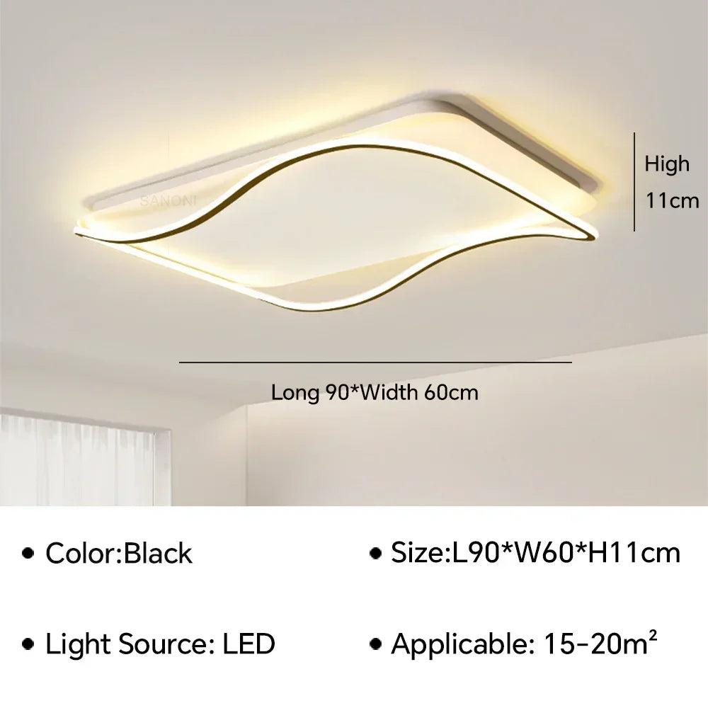 lustre moderne à leds pour décoration intérieure simple vague