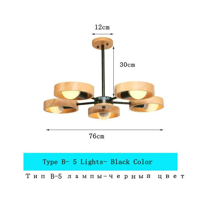 lustre scandinave minimaliste rotation 360 degrés luminaires suspendus bois créatifs