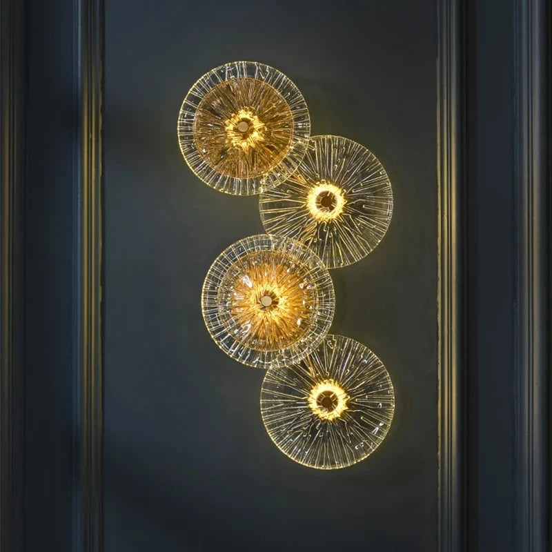 applique murale ronde moderne en cristal avec lumières led nordiques