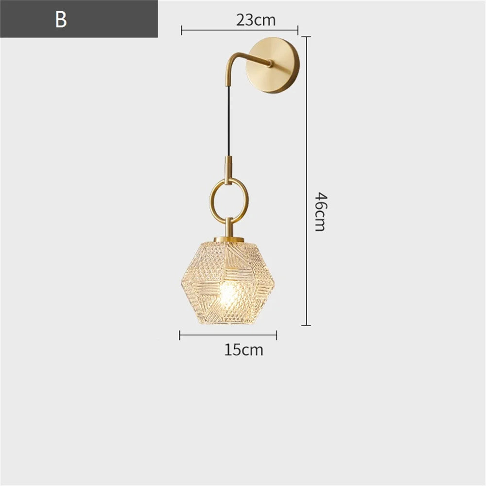 applique murale led en cuivre et verre style nordique moderne