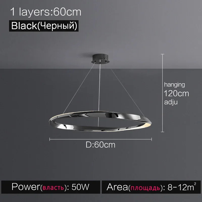Living room lamps light luxury lamps modern minimalist atmosphere minimalist circle combination hall Italian ring chandelier