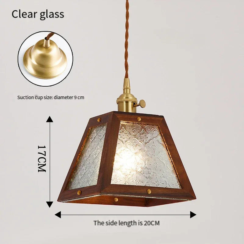 suspension vintage haitang en bois massif et verre shanghai