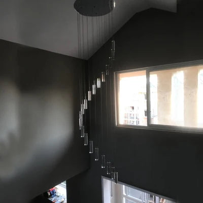 suspension moderne en cristal avec éclairage LED spiralé
