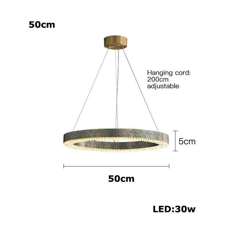 lustre en cristal et cuivre à led dimmable design moderne