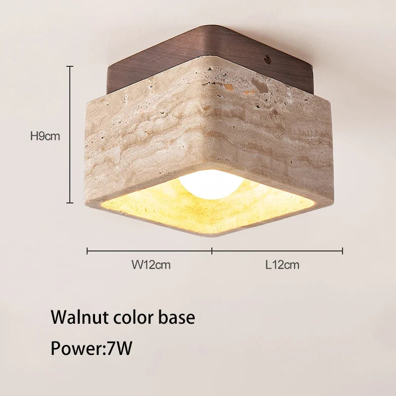 Plafonnier Led nordique moderne Downlight carré pierre bois crème Style Surface monté vers le bas lumière pour porche balcon couloir
