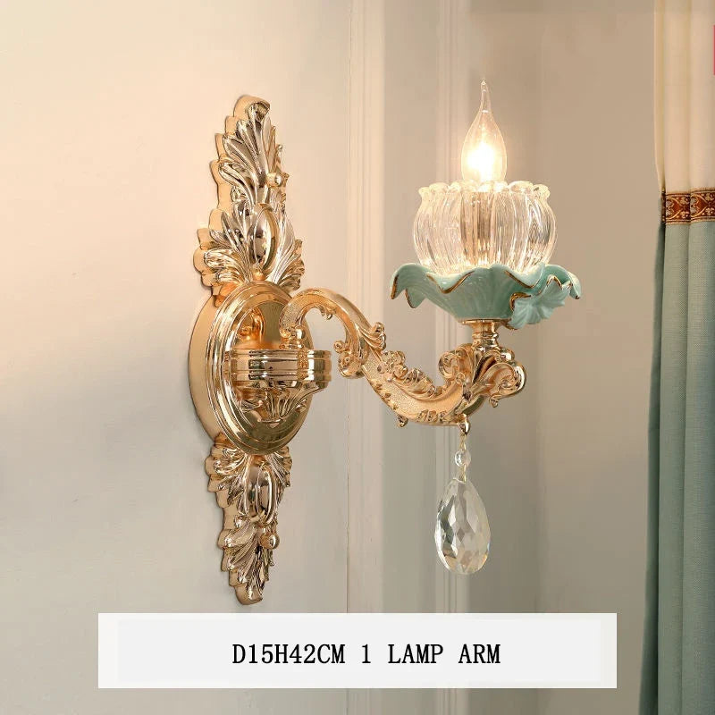 lustre de luxe moderne style européen rétro en cristal et céramique
