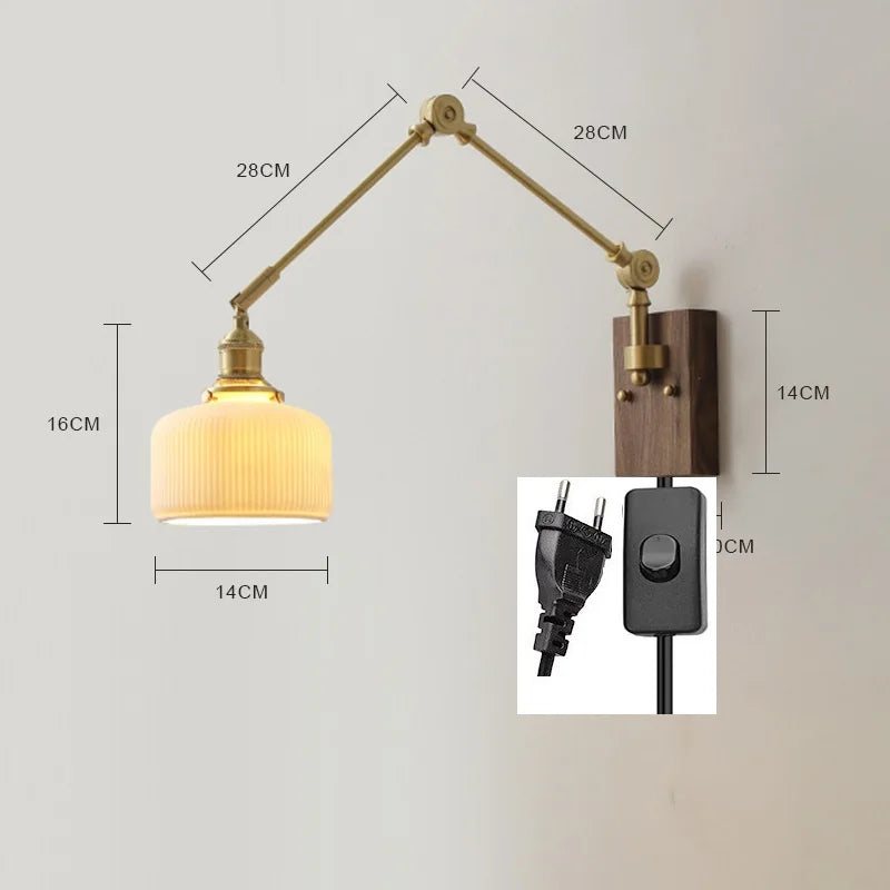 iwhd Applique murale led pivotante en cuivre avec interrupteur à chaîne