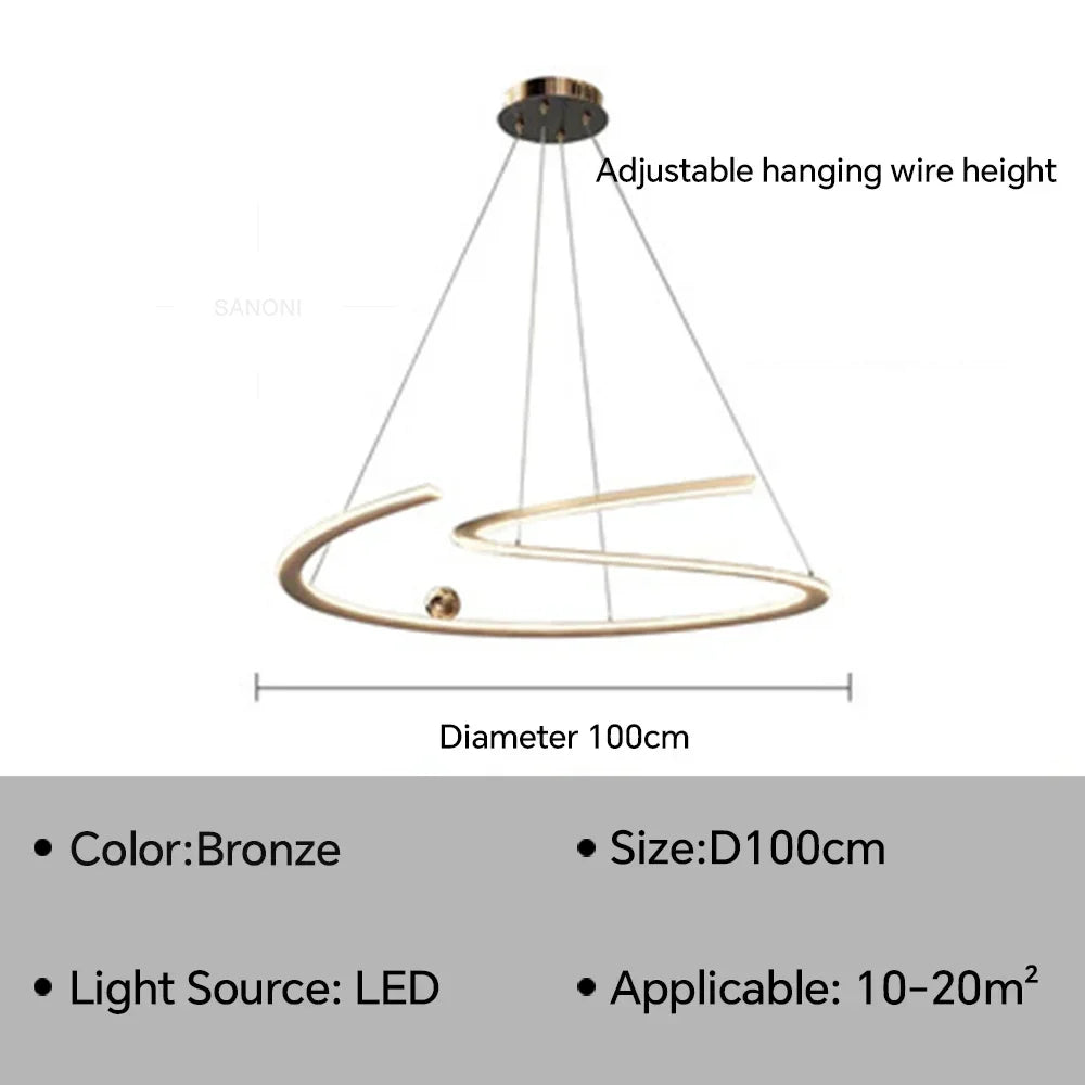 lustre moderne led anneaux pour décoration intérieure