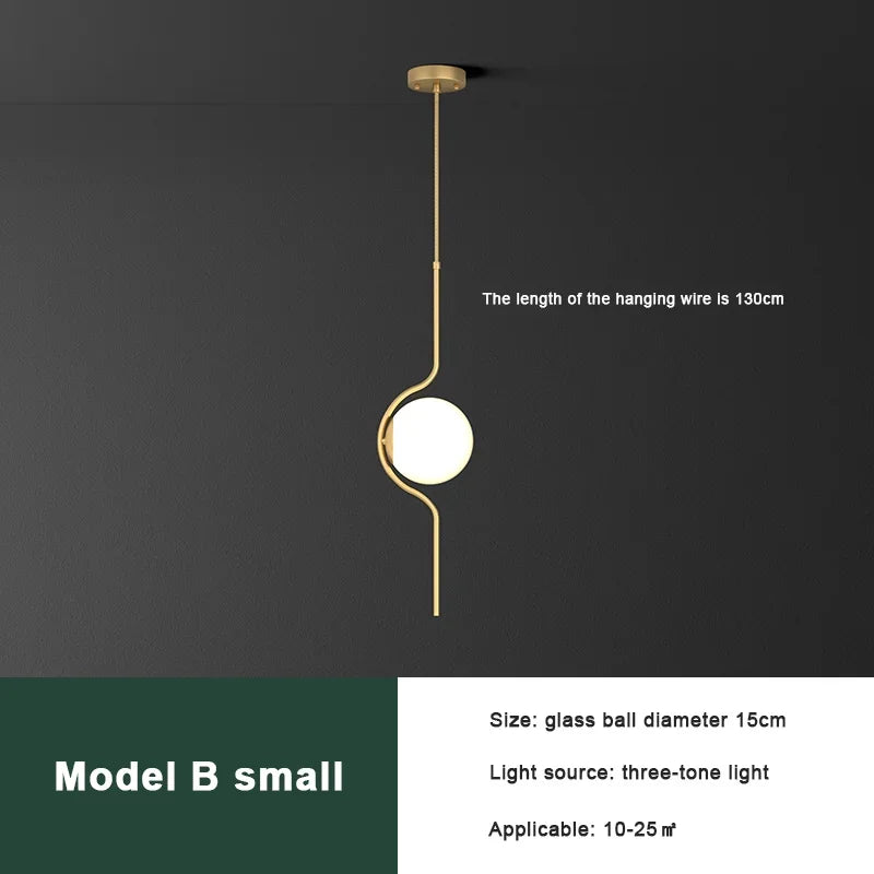 lustre led moderne minimaliste en verre pour hôtel