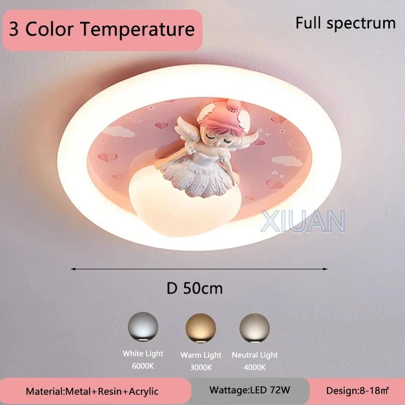 Full Spectrum Children's Room Ceiling Lamp Cartoon Resin Princess Ceiling Light Kids Baby Room Bedroom Nursery School Decor 220V
