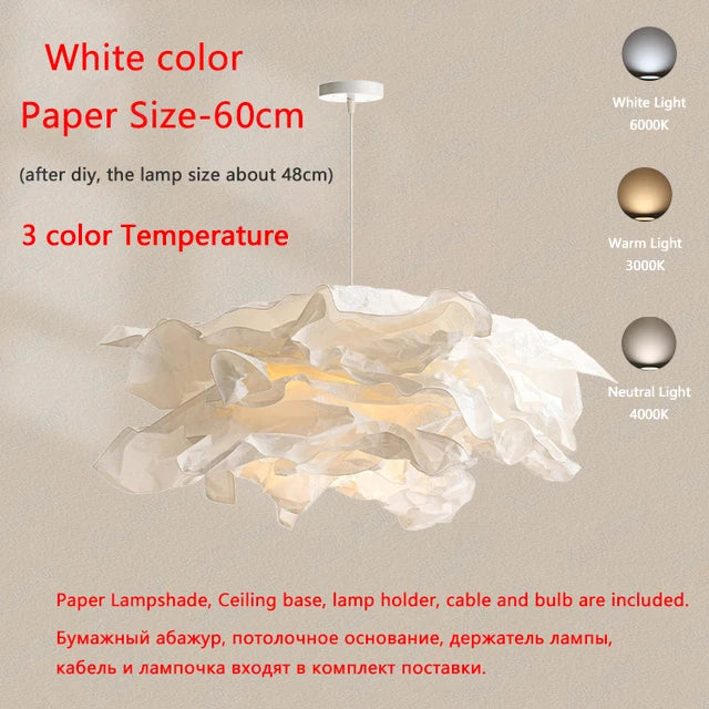 lustre minimaliste en papier led pour éclairage intérieur bricolage