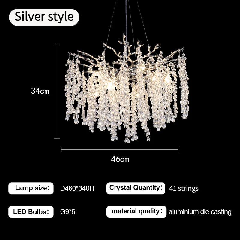 lustre à led en cristaux design moderne pour décoration intérieure