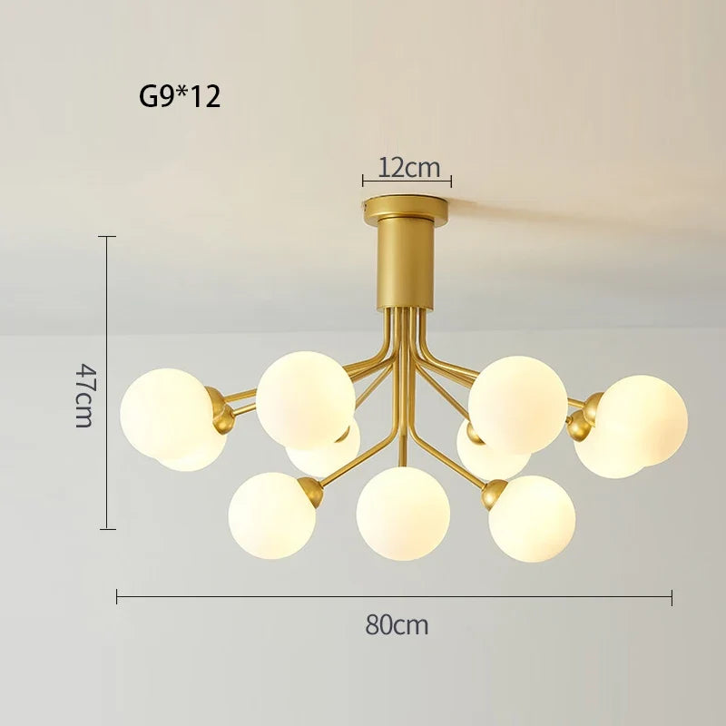 lustre nordique en verre moléculaire pour décoration intérieure