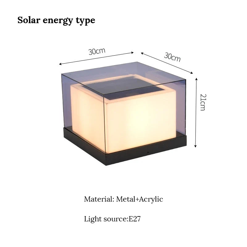 pilier lumière solaire extérieure étanche pour jardin villa