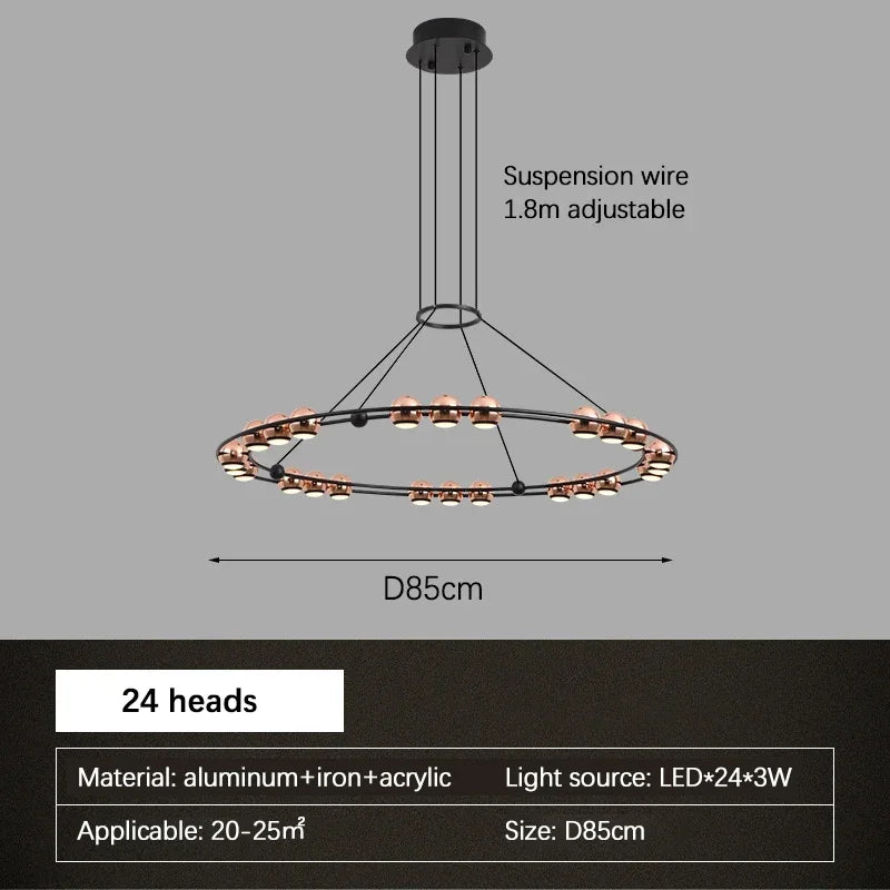 lustre led moderne en forme de haricot pour salon luxueux