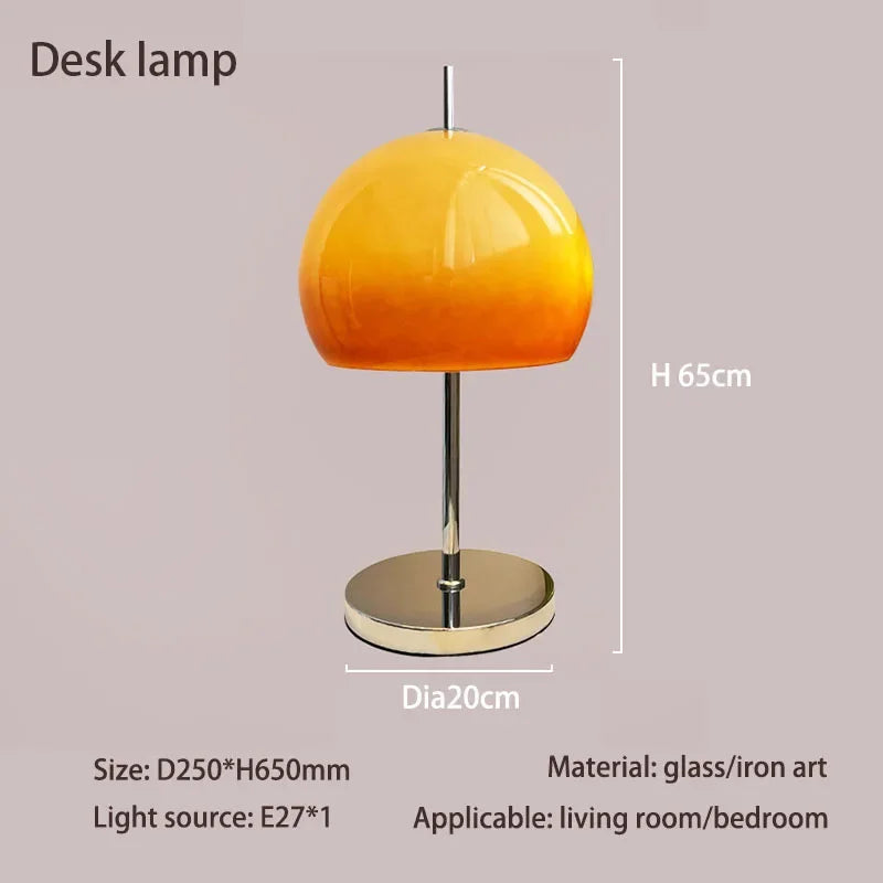 LED salon rétro lampe de Table en verre dégradé Orange Bauhaus champignon lampadaire salon chambre lampe d'ambiance