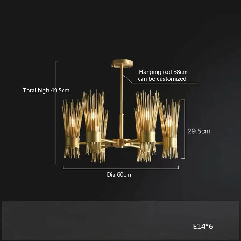lustre en cuivre plein led créatif suspendu pour décoration maison