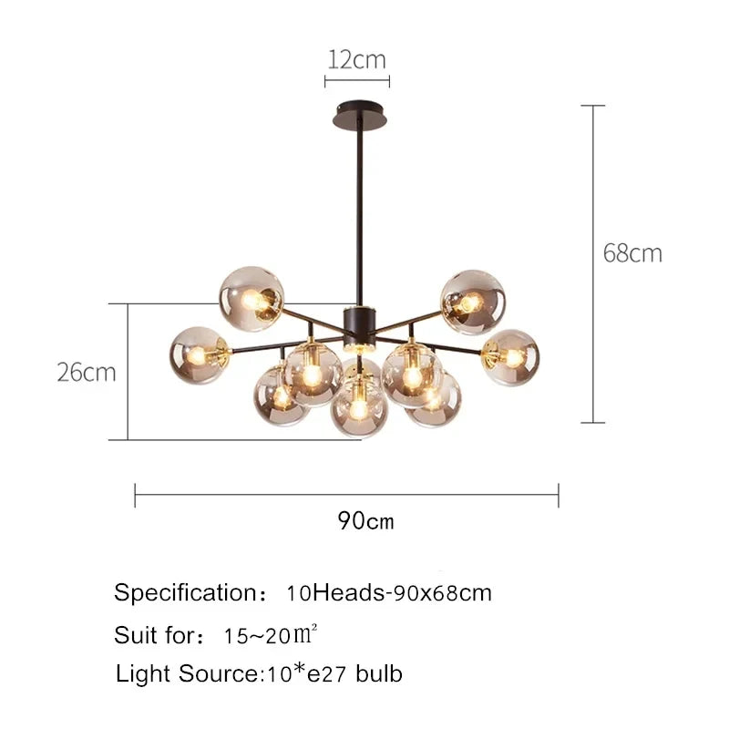 lustre en verre nordique suspension moderne pour décoration intérieure