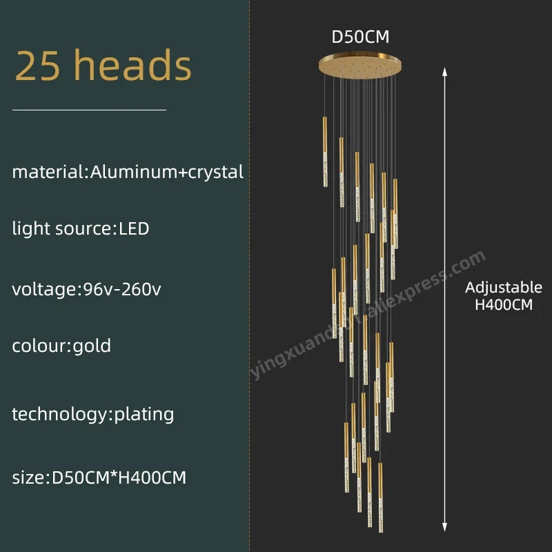 lustre en cristal moderne pour éclairage intérieur minimaliste
