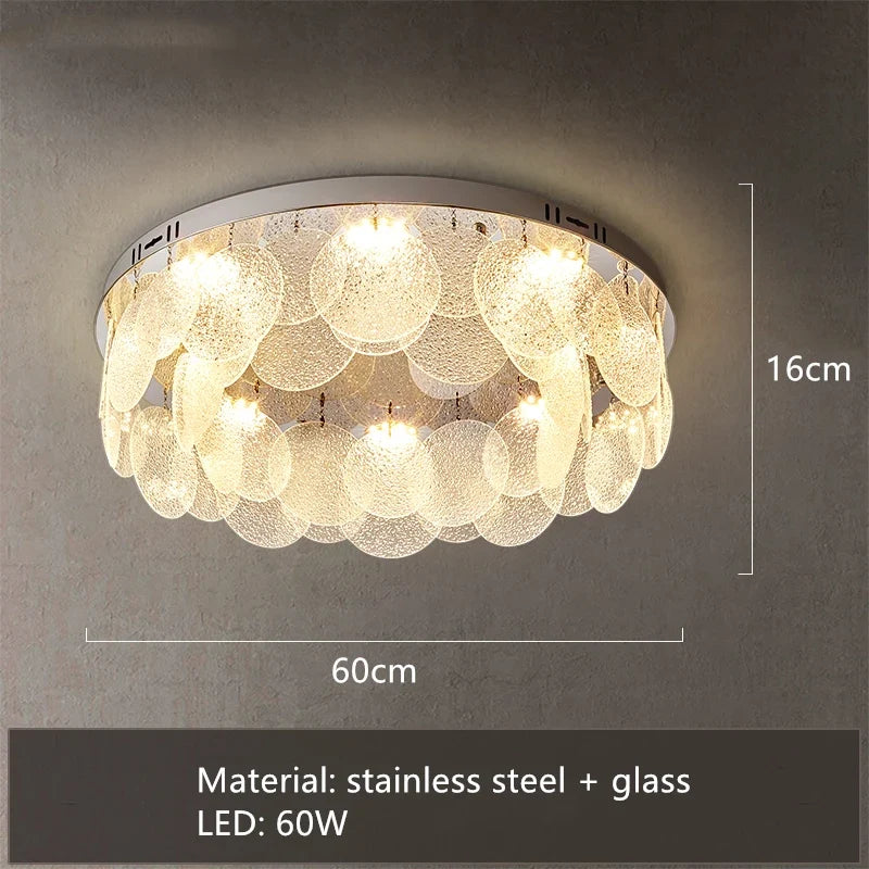 plafonnier led moderne en acier inoxydable et verre pour décoration intérieure