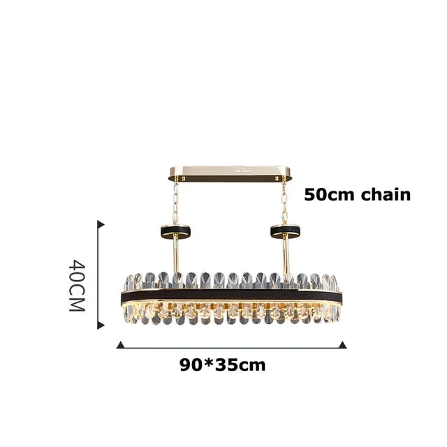 lustre moderne en cristaux éclairage rond à led
