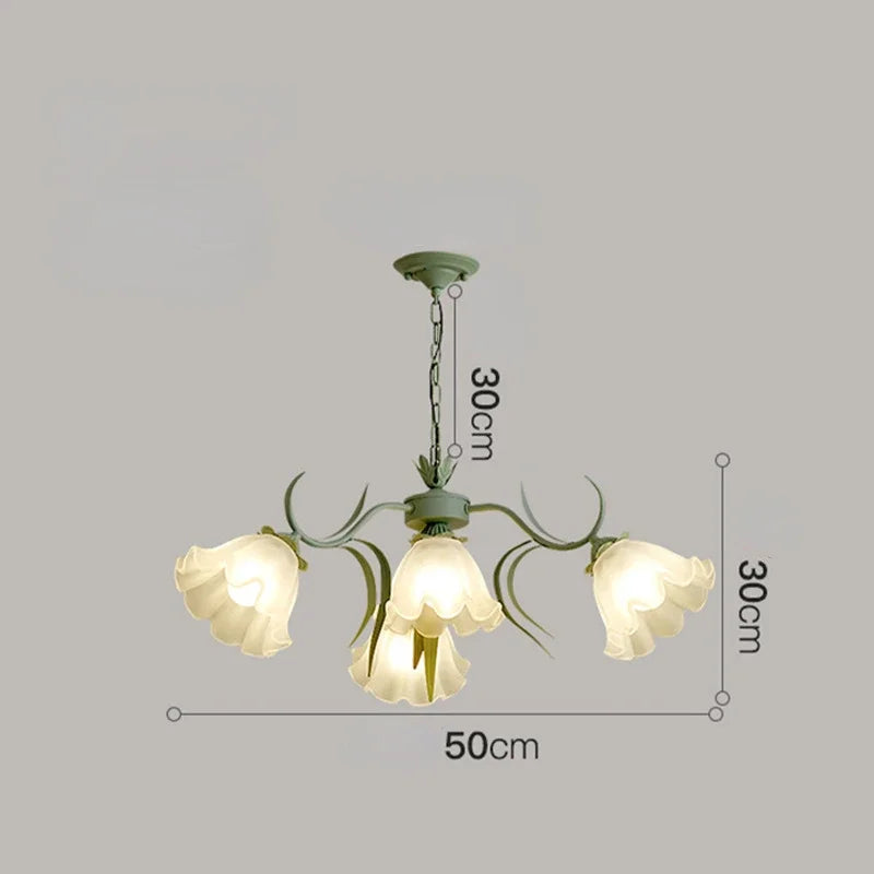 lustre à la française en verre avec fleurs style muguet