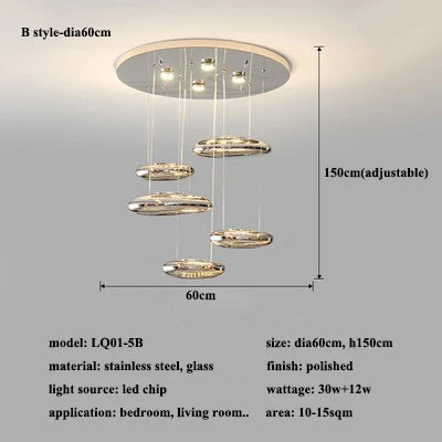 Plafonnier led moderne goutte décoré