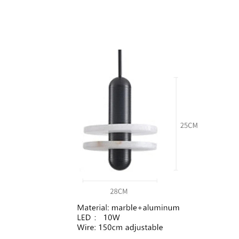 suspension en marbre naturel avec cordon réglable en aluminium