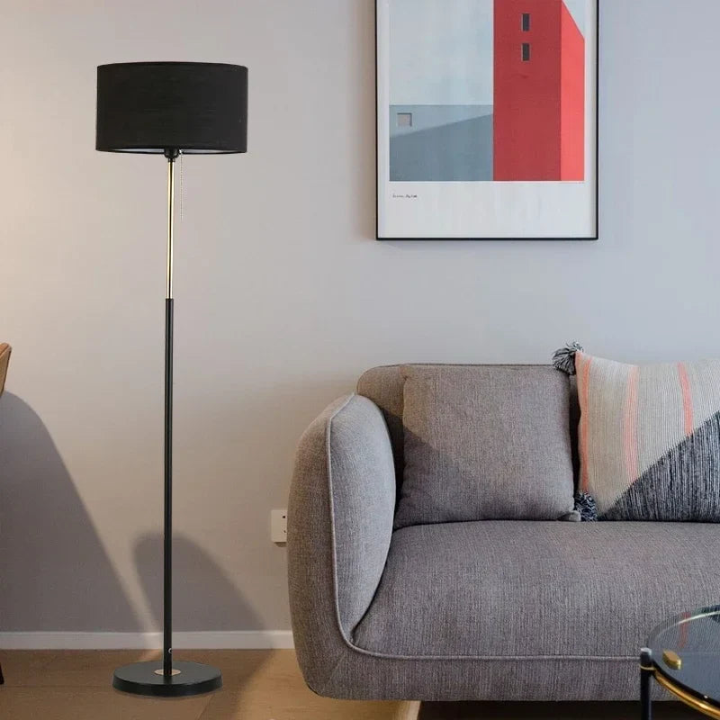 lampadaire moderne en métal avec abat-jour en tissu