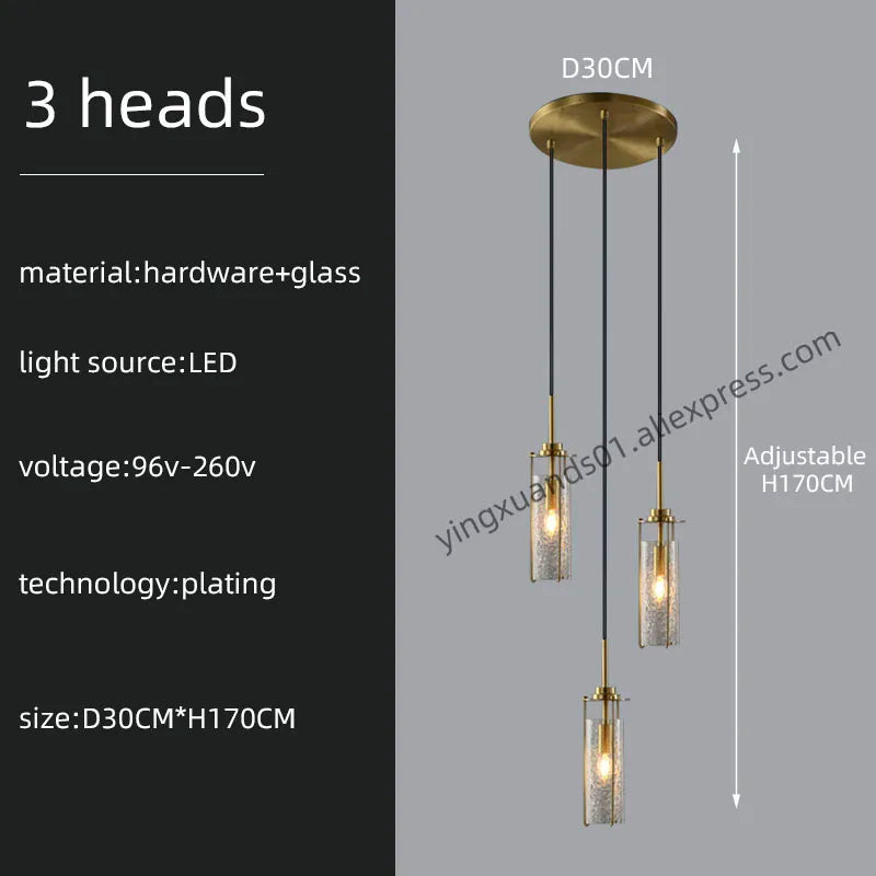lustre en verre pour éclairage décoratif intérieur suspendu