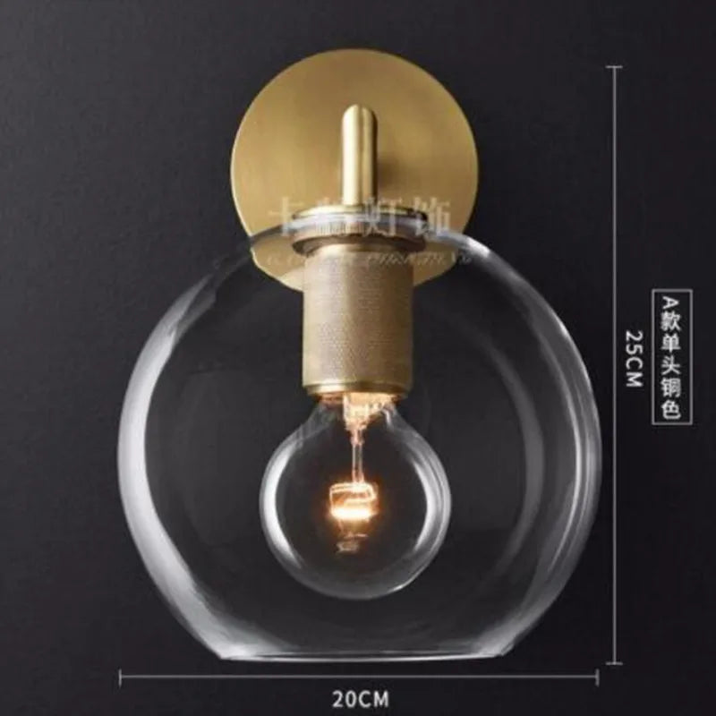 applique murale à led avec abat-jour en verre et métal