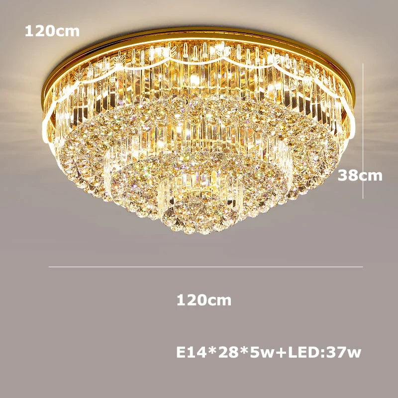 plafonnier led variable en cristal et acier inoxydable pour intérieur moderne