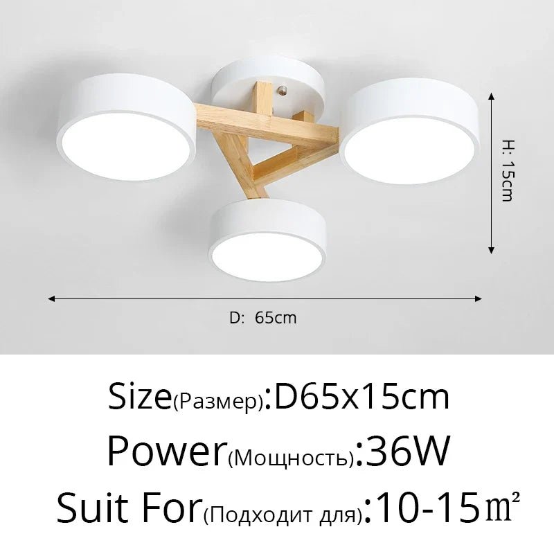 lustre led style nordique moderne en bois massif
