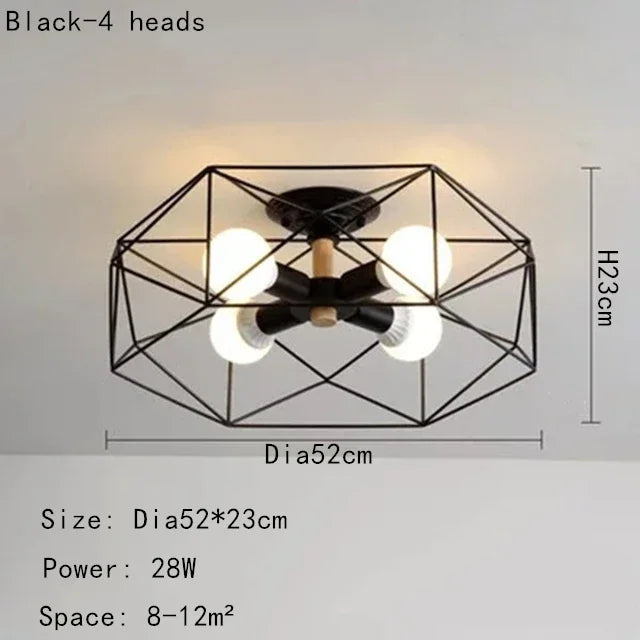 Hot Sale Multiple Heads Geometric Led Ceiling Lamp For Kitchen Item Living Room Bedroom Balcony Decorative Lighting Furniture