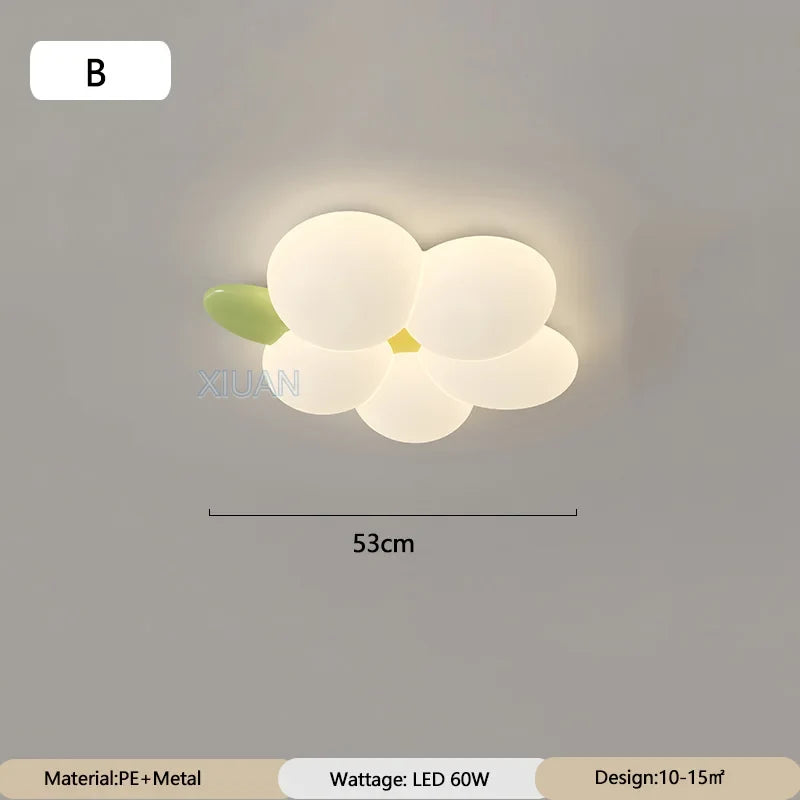 Modern Simple Children's Room Ceiling Lamps with White PE Flower Sconces White Rabbit Girl Boy Baby Kids Bedroom Hanging Light
