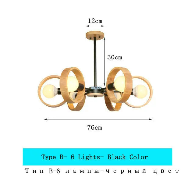 lustre scandinave minimaliste rotation 360 degrés luminaires suspendus bois créatifs